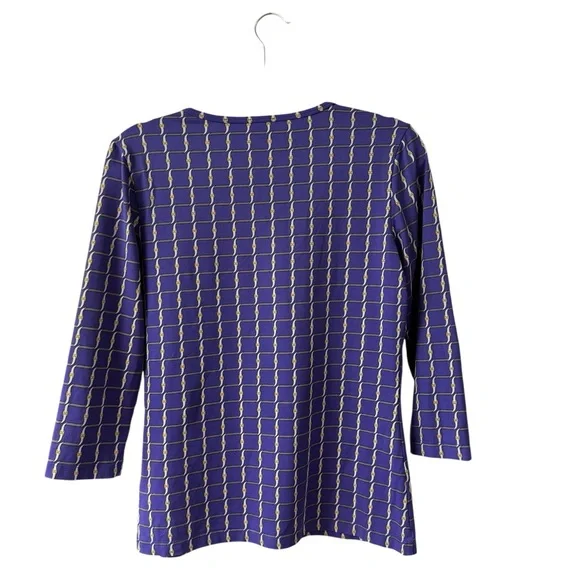 J. McLaughlin Catalina Cloth Chain Link Blouse Top Size M Purple Gold - Picture 2 of 8